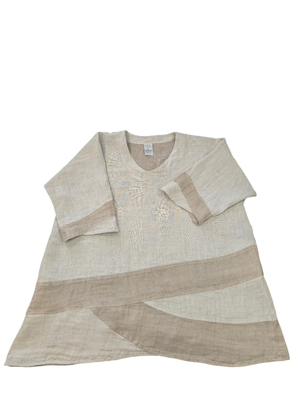 Match Point Linen Neutral Asymmetrical Tunic Lagenlook Dress. Large.